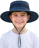 HONGTEYA Kids Sun Hat Summer UPF 50+ Outdoor Bucket Hat for Boys Girls Wide Brim Kids Hiking Beach Camping 2-13Y (US, Age, 5 Years, 13 Years, Dark Blue)