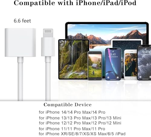 Cable de extensión Lightning para iPhone de 2 metros cable macho a hembra para audio y video 6
