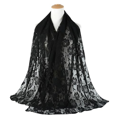 GERINLY Stylish Scarves for Women Lightweight Fashion Lace Printed Wrap Scarfs Shawl for Dress