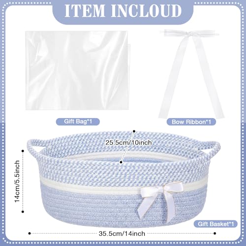 Image of Colingmill 1 Set Woven Empty Basket for Gift,Blue White