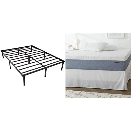 Amazon Basics Heavy Duty NonSlip Bed Frame with Steel Slats 14" H