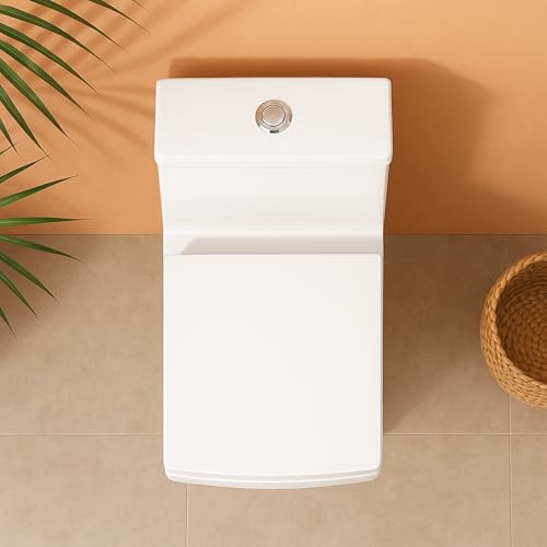 Image of KrissKross Western Floor Mounted One-Piece Water Closet Ceramic Western Toilet /Commode for Toilet with Soft Close Seat Cover For Lavatory, Toilets S-Trap Outlet Is From Floor,White