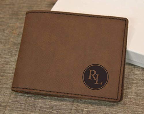 Alterd Industries Wallet Personalized - Custom Engraved Bifold Leather Wallets Minimalist for Men Monogrammed Initals Monogram Gifts for Him (Wallet Only, Interlocking Monogram, Brown)4