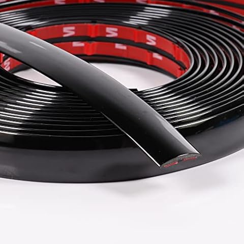 12Ft Black Automotive Trim Molding - 1"(25mm) Wide Car Side Body Trim Strip(Self Adhesive) Scratch-Proof Decorative for Motor/Truck/RV Exterior and Interior Door Window Bumper Cover