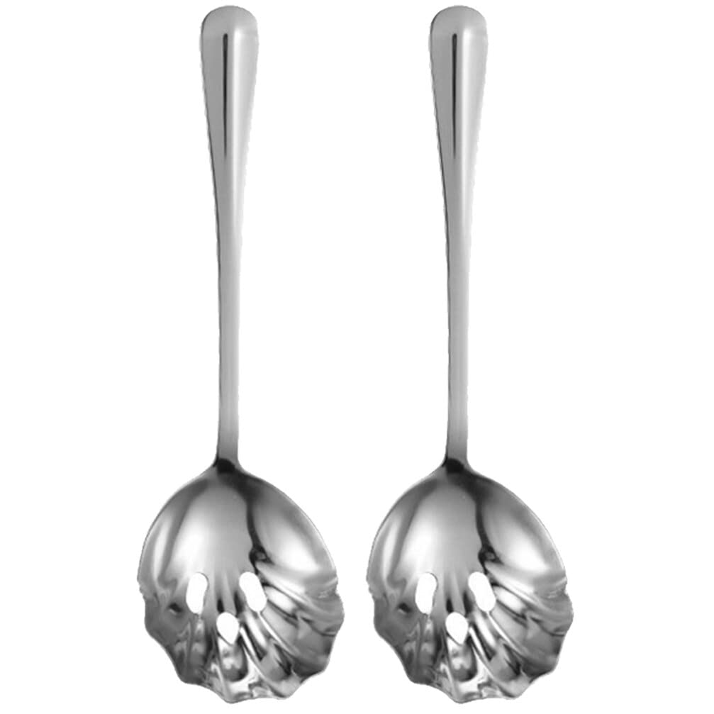 Shell Shape Slotted Spoons Metal Skimmer Scoop Stainless Steel Hot Pot Spoon Buffet Perforated Serving Spoons Oil Sieve 2pcs