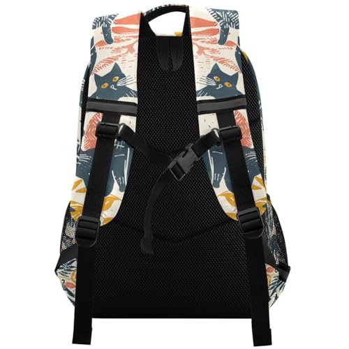 Patterned Kittens and Plants bulk backpacks for kids with big books bag for women mochilas para ni?a2