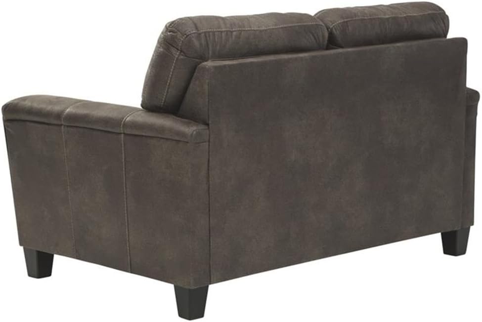 BOWERY HILL 2-Piece Set of Sofa and Loveseat in Smoke Faux Leather