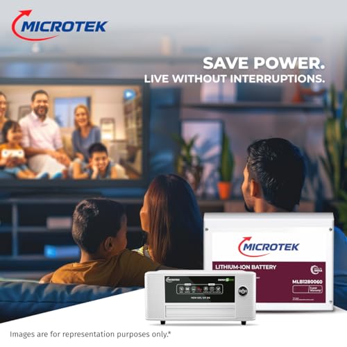 Image of Microtek Combo - Energy Saver NEW 1225 (12V) Digital Wave Inverter 1115VA /925W + 100Ah LiFePO4 Battery (12.8V) | Fast Charge | Long Life | Energy Saver Tech | Power Backup for Home & Office
