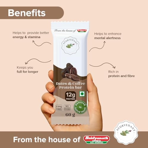 Image of Ayurvedant Dates & Coffee Protein Bar with Safed Musli, Mental Alertness Support