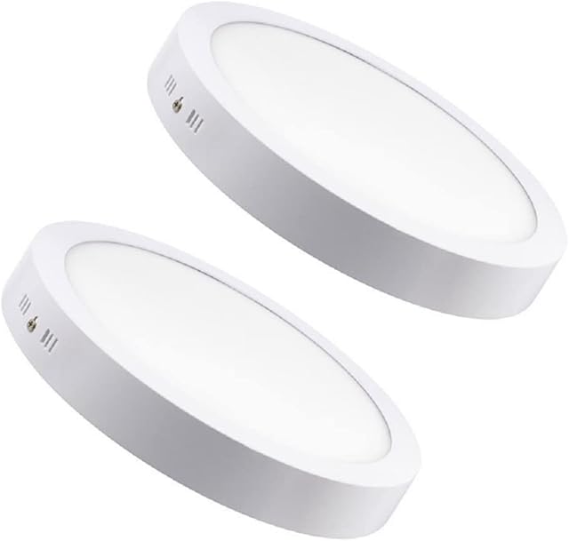 Neon Pop Made in London I Lumos (2 Pack) Warm White Round Circle LED Surface Mounted Panel Downlight Ceiling Light with Drivers Included (watts, 12)