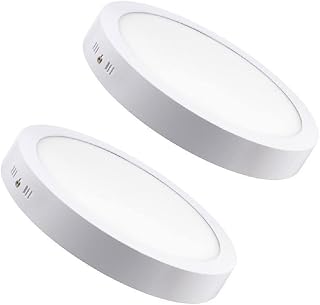Neon Pop Made in London I Lumos (2 Pack) Warm White Dimmable Round Circle LED Surface Mounted Panel Downlight Ceiling Light with Drivers Included (watts, 18)