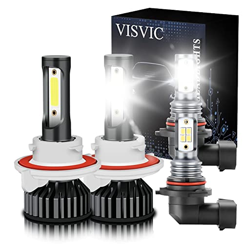 VISVIC Fit For FORD F-350 2007-2016 LED Headlights Bulbs H13 High/Low Beam + 9145 LED Fog Light Bulbs Headlight Conversion Kit Fast Installation 6500K，Pack of 4