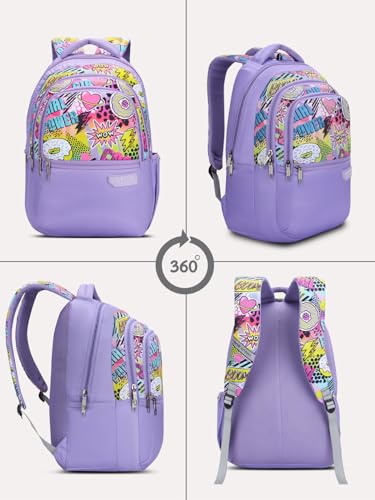 Image of Lavie Sport Power 30L Purple Backpack |Organizer & Bottle Holder |Gift for Men, Women, Boys, Girls | Laptop Sleeve for School & College