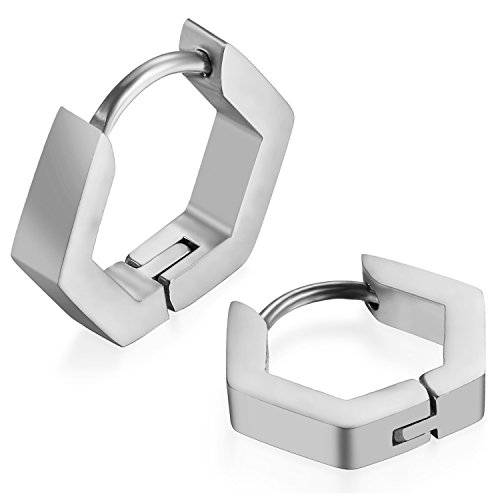 JewelryWe Orecchini a esagono classici da Donna Uomo in Acciaio