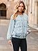 Glamaker Womens Denim Bomber Jacket Trendy Casual Zip Up Crew Neck Long Sleeve Overszied Jean Jacket Spring Fall Coats (Light Blue S)