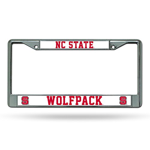 Rico Industries NCAA North Carolina State Wolfpack Standard Chrome License Plate Frame, 6 x 12.25-inches