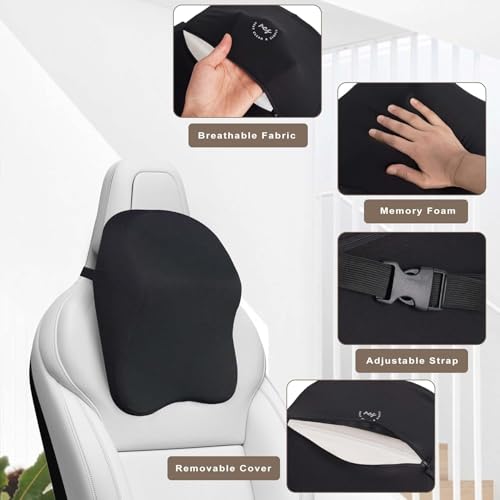 Image of Car Neck Pillow,Memory Foam Car Headrest Pillow for Neck Support, Breathable Removable Cover & Adjustable Strap, Ergonomic Design for Driving Comfort, Neck Pain Relief,Travel (2, 42CM-31CM-13CM)