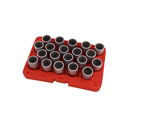 Neilsen CT4152-21pc Locking Wheel Nut Key Set | Compatible with Audi | Equivalent to OEM T40073 801-820 | Use with 17mm Alloy Wheel Nut Socket