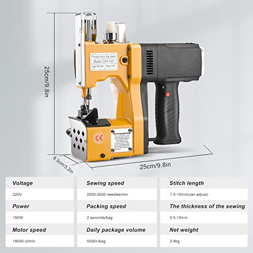 Miniatura 3 de Yontwe Bolsa Eléctrica Máquina De Embalaje De Costura Más Cercana Para Una Máquina De Coser De Cuero Industrial De Lona De Arpillera Bolsa De Costura Portátil De Máquina De Coser Portátil