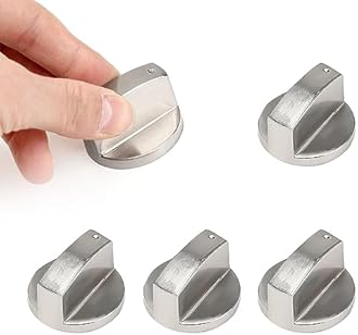 4 Pcs Gas Stove Knob,6mm Durable Metal Switch Control Stove Adaptors Knobs,Cooker Replacement Knobs,Oven Switch Cooking Control Knobs for Kitchen Cooktop, Gas Stove & Various Ovens(Silver)