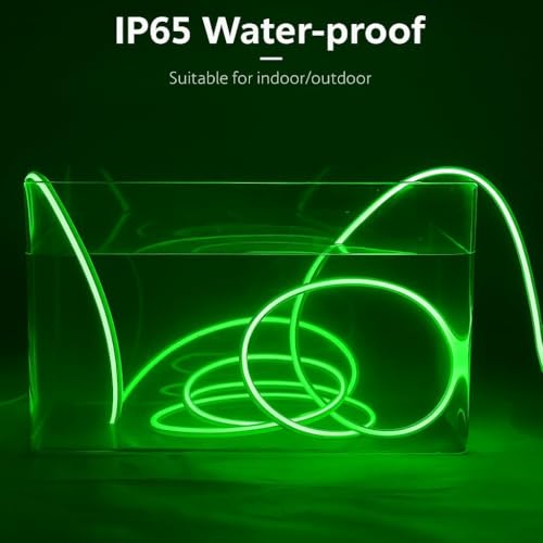 Image of 16.4 Feet LED Neon Strip Lights, with 12V Adapter, Waterproof IP65, Silicone Flexible Rope Light for Home Decor | Led Strip Lights | Neon Lights | 5 Meter | (Green)
