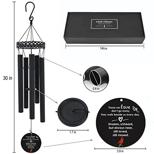 Image of Cardinal Memorial Wind Chimes for Outside,Sympathy Windchime for Loss of Loved One,Sympathy Memorial Gifts in Memory of Mother Father Mom Husband Dad Son,Bereavement Wind Chimes Outdoor Deep Tone
