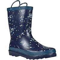 Regatta Boys Puddleduck Welly Printed Full Rubber Wellington Boots, Navy Floral Print, 1 UK