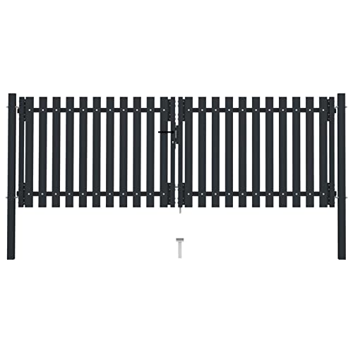 ShGaxin Cancela Doble de Valla de Acero Gris Antracita 306x150 cm, Puertas Metalicas Exterior, Puerta Jardin, Valla De Jardin, Puerta De Jardín - 146351