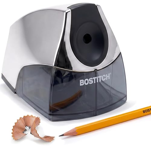 Image of Bostitch Office Electric Pencil Sharpener for Classroom & Desk Use, Heavy-Duty Stall-Free Motor, High-Capacity Shavings Tray, Chrome