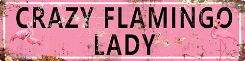 AWISZZZ Vintage Metal Tin Sign Retro Crazy Flamingo Lady Signs