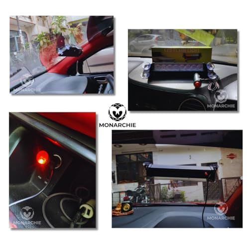Image of MONARCHIE Car Police Light 8 Led Red & Blue Strobe Flashing Warning Emergency Led Lights for All Cars