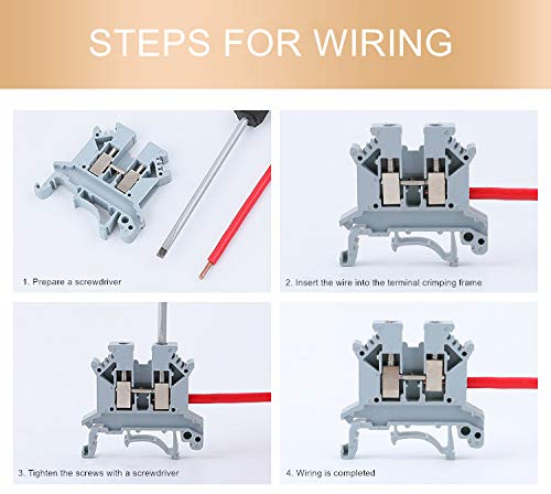 100 Pcs UK5N DIN Rail Terminal Block Screw Clamp Connector 800V 41A - Grey