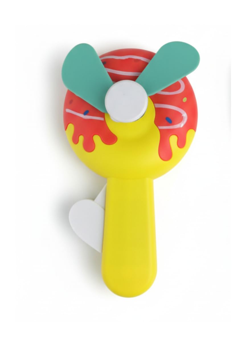 mamadreams Donut-Shaped Toy Fan for Kids | Handheld Mini Fan for Toddlers with Soft Flexible Blades | Portable Child-Safe Stroller Toy | Cute Summer Cooling Toy | Travel Fan & Birthday Gift (Yellow)-image-22