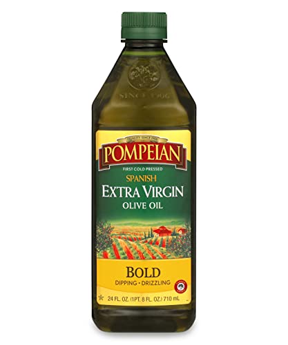 Pompeian Spanish Bold Extra Virgin Olive Oil, First Cold Pressed, Strong, Fruity Flavor, Perfect for Dipping and Drizzling, 24 FL. OZ.