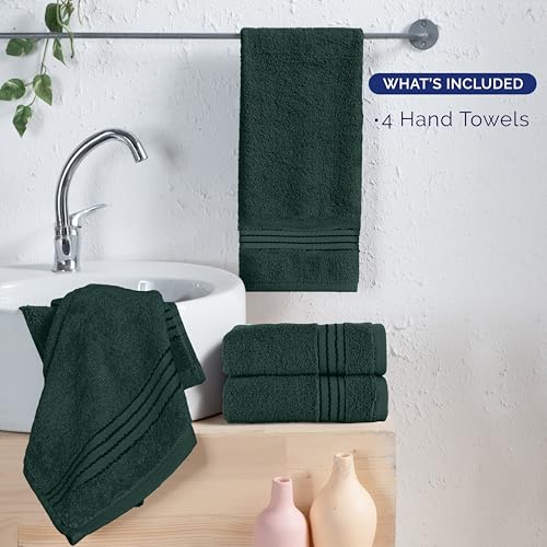 Elegant Comfort Premium Turkish Cotton 4 Pack Hand Towel Set - 16 x 28 inch, Luxurious Hotel Spa Quality 100% Turkish Cotton 4PC Hand Towel Set - Highly Absorbent - Soft Bathroom Towels, Hunter Green - Image 5