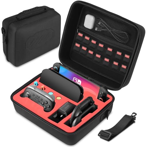Duxivo Funda para Nintendo Switch 2 2025, Estuche de Transporte Rígida, Funda Protectora de Viaje para Consola Nintendo Switch 2 y Accesorios, 14 Cartuchos de Juego, Negro
