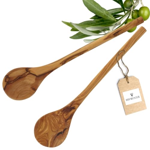 HOFMEISTER Kochlöffel aus Olivenholz (2x Runder Kochlöffel Olivenholz | 30 Cm)