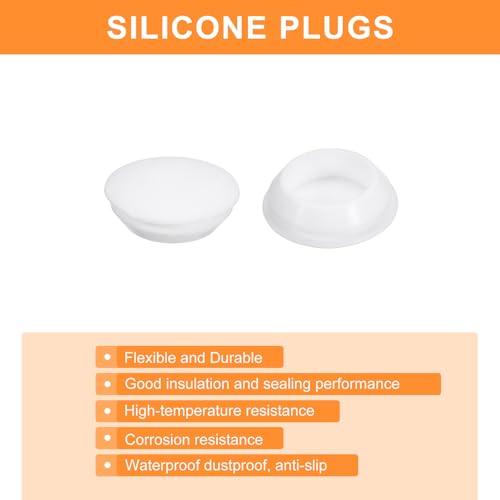 Image of uxcell 3 Pcs Silicone Plugs, Rubber Round Snap in Locking Hole Plugs for 28-30mm Hole, Hole Stoppers Waterproof Hole Plug for Metal Tube, Furniture End Caps Inserts, White