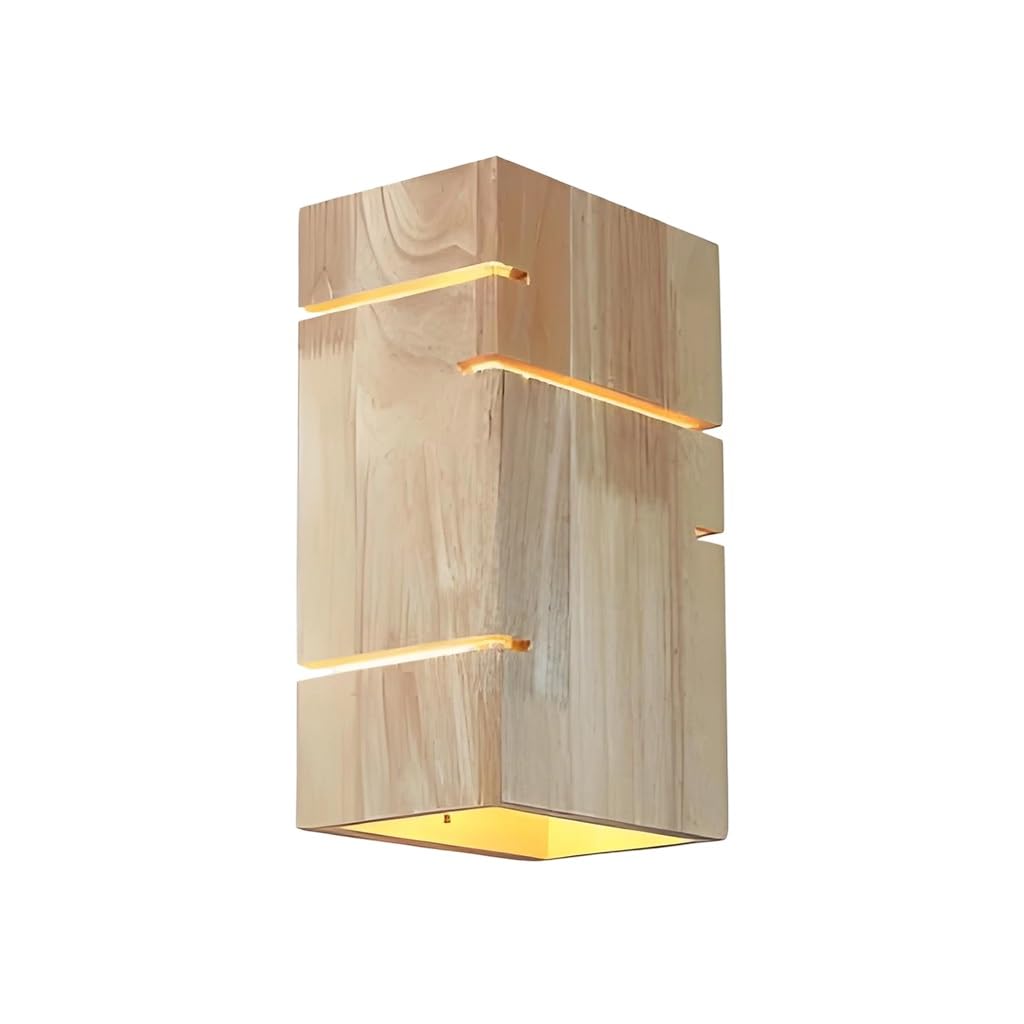 Moderna Lampada Da Parete Creativa Nordica E27 Scatola Quadrata Di Legno Semplice E Squisita Luce Da Camera Da Letto E Corridoio