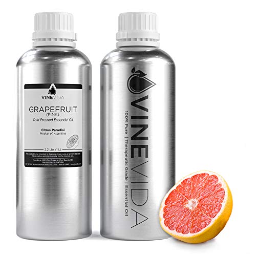 Bulk Pink Grapefruit Essential Oil â€“ 32 Oz Grapefruit Essential Oil in Aluminum Bottle - 100% Pure & Undiluted Essential Oil - 2 Pounds Grapefruit Oil for DIY Soap, Candles, & Blends - VINEVIDA