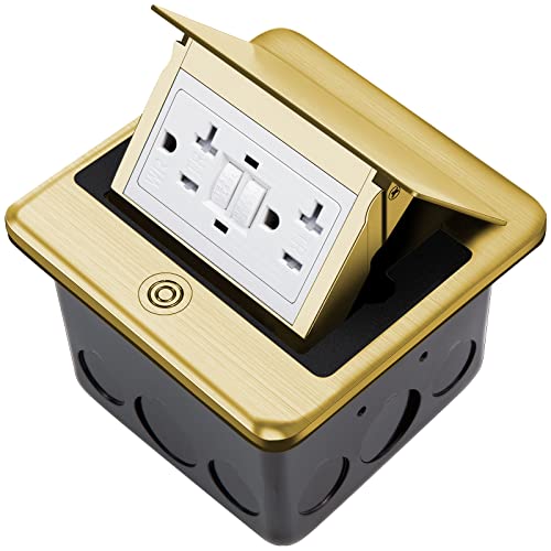Vagueior Pop-Up Floor Box Kit, 20A Tamper-Weather Resistant Receptacle Gfci Outlet, Corrosive Resistant Hardware, Brass Etl Certification #TOP6