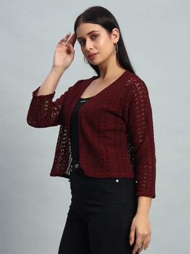 Image of NATURE CRAFT Cotton Shrug, Round neck Shrug, 3 /4 Sleeve Shrug, Shrug for Women, Shrug for Girls, Shrug, Women Shrug