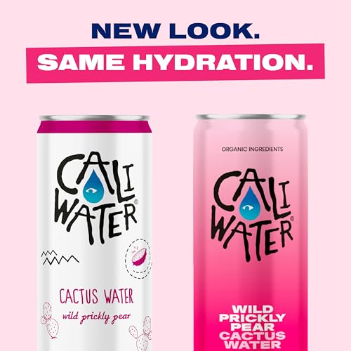 CALI WATER Organic Wild Prickly Pear Nopal Cactus with Rare Antioxidants + Electrolytes for Hydration and Recovery, Plant-Based, Non-GMO, Non-Carbonated, 12 fl oz Cans (Pack of 12)