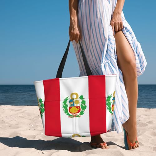 Sac fourre-tout grand format et pliable au design drapeau du Pérou - 6