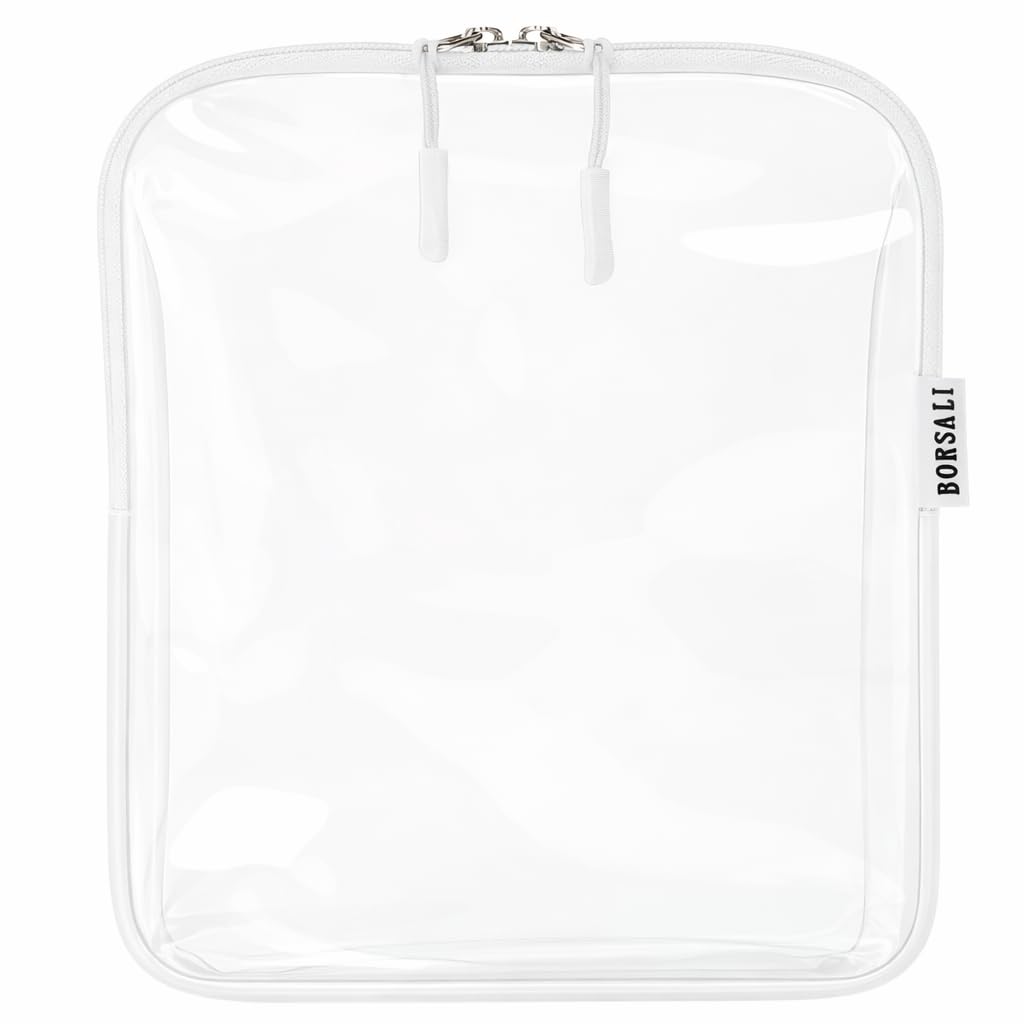 - BORSALI TSA Approved Toiletry Bag - Clear Quart Size for 3-1-1 LIquids for Carry On Travel - Toiletries Organizer - Cosmetic Pouch with Zipper - Travel Accessories - White