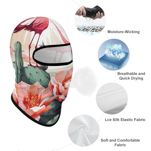 Balaclava máscara facial Green Flamingo Rose Flowers para hombres y mujeres con protección solar y transpirable, cobertura completa para senderismo, ciclismo, correr y conducir miniatura 3
