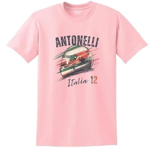 Kimi Antonelli Helmet Shirt, Italian Prodigy Fan Gift, Future Racing Star Graphic (Light Pink, XL)