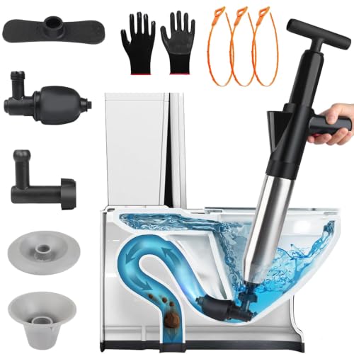 High Pressure Toilet Plunger, Toilet Plungers for Unblocking, Toilet Unblocker Tools with Visual Barometer, Toilet Unclogger Air Plungers Drain Clog Remover for Bathroom, Sink, Kitchen, Clogged Pipe