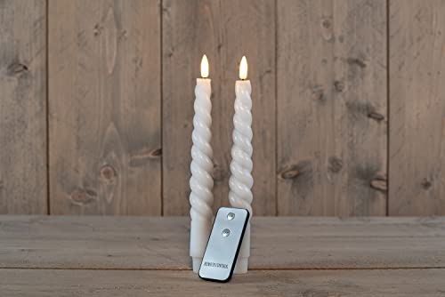 Anna's Collection | Velas LED remolino | 2 piezas | Cera velas de cena con llama parpadeante | Con control remoto (remolino blanco)