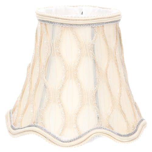 Vintage Cloth Lampshade E14/E27 Clip-on, 6 Inch Scalloped Design Light Socket Cover for Table and Wall Lamp, 1 set.
